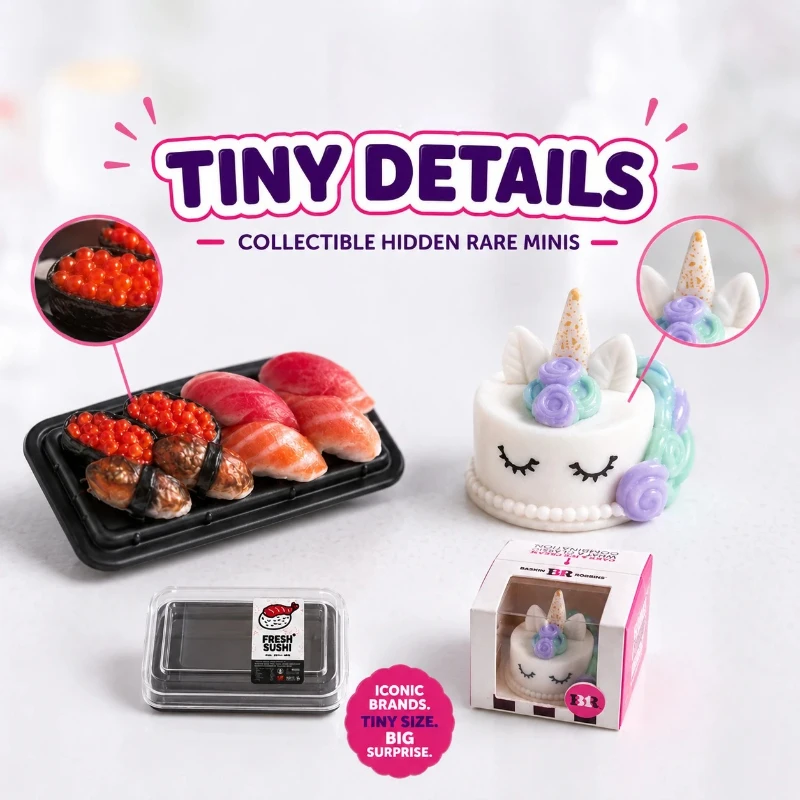 Fill The Fridge Hidden Mini Sushi Cake Miniature Toy Mini Kitchen Toy for Miniature Room
