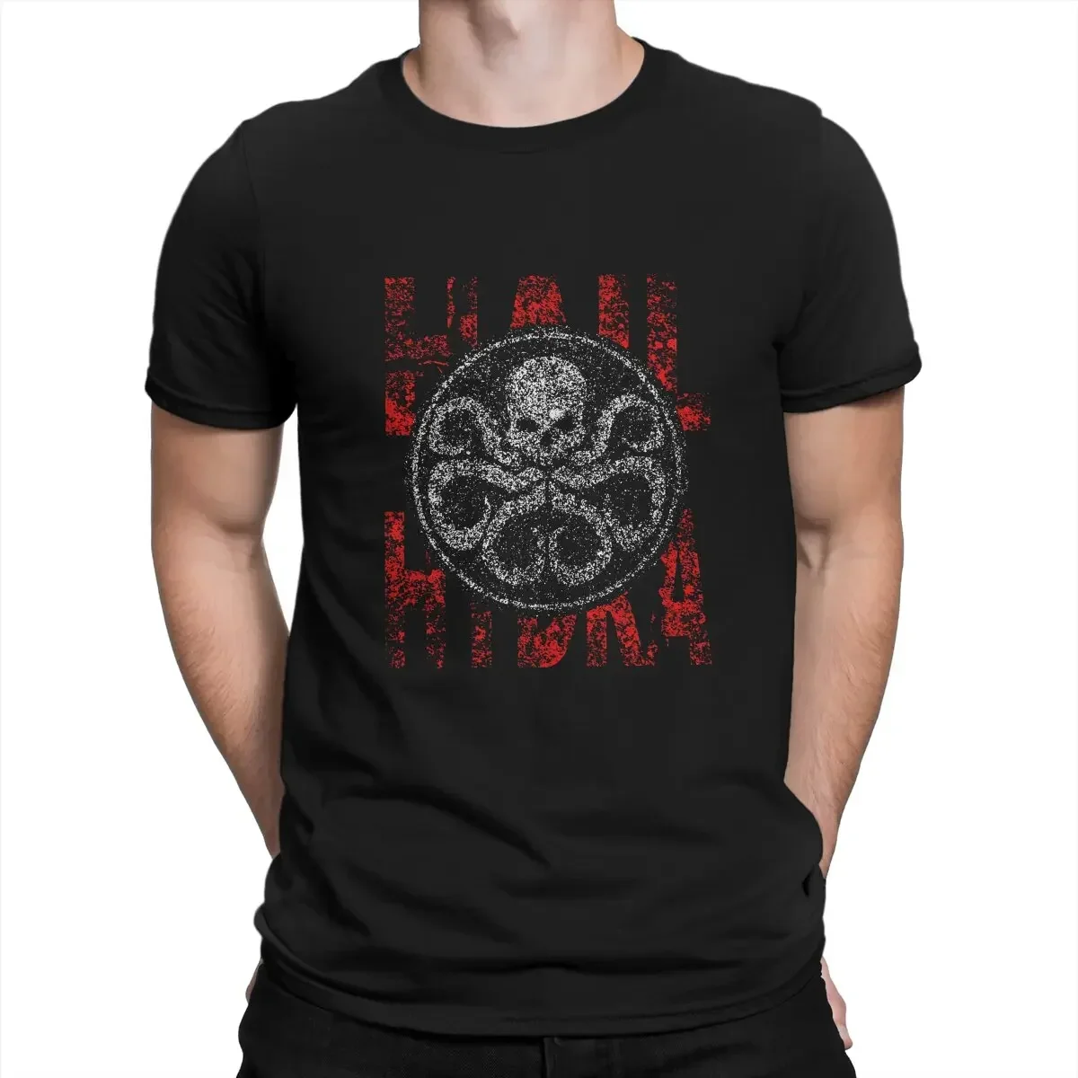 Agents of S.H.I.E.L.D O Neck Tops Fabric T Shirt Funny High Quality anime  clothes New Arrival Round  Hail Hydra. Men TShirt