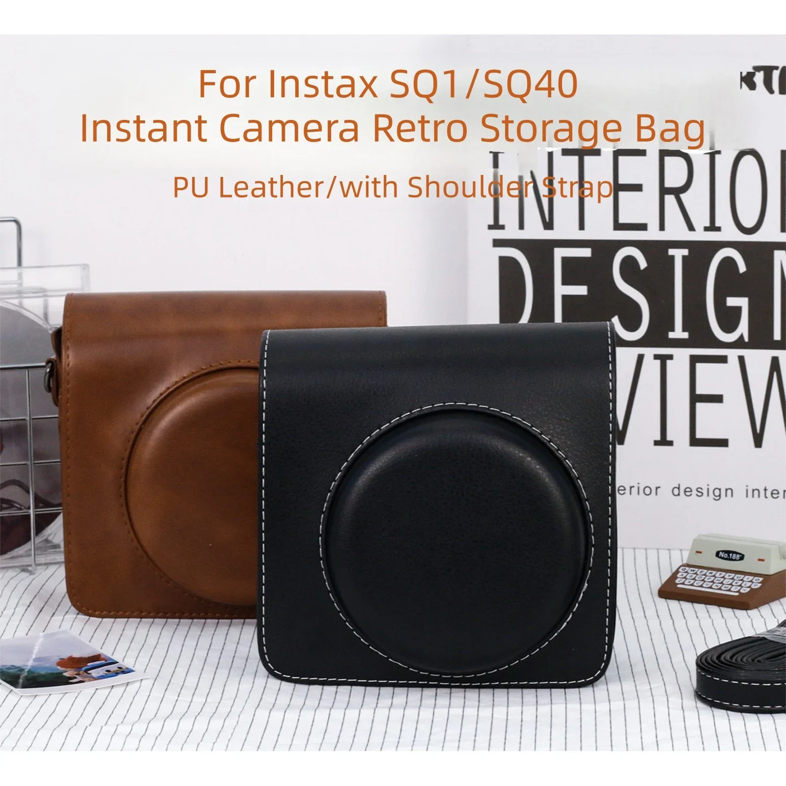 Travel Friendly PU Leather Camera Bag for Instax SQ1 For SQ40 with Adjustable Strap and Compact Spacious Interior