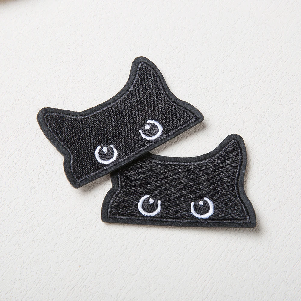 2 piezas de parches bordados de gato negro, bricolaje, mochila, ropa, pegatinas tácticas, reparación