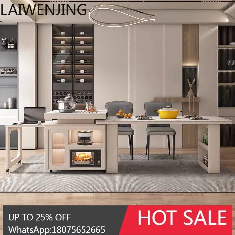 

multi-functional island table integrated retractable high-end modern light luxury tea table chair