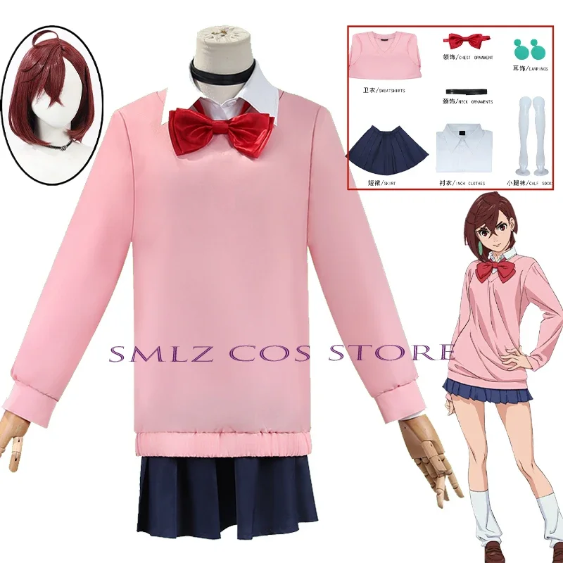 Momo Ayase disfraz de Anime DANDADAN para mujer, uniforme escolar, camisa, falda, peluca de utilería, traje de fiesta de Carnaval de Halloween