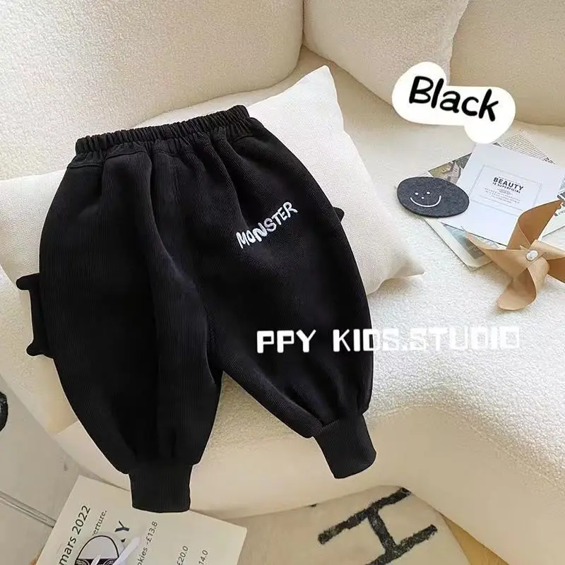 Boys' Plush Pants 6M-5Y Children's Winter Warm and Sanitary Pants One-piece Plush Baby Casual Thick Lantern Pants