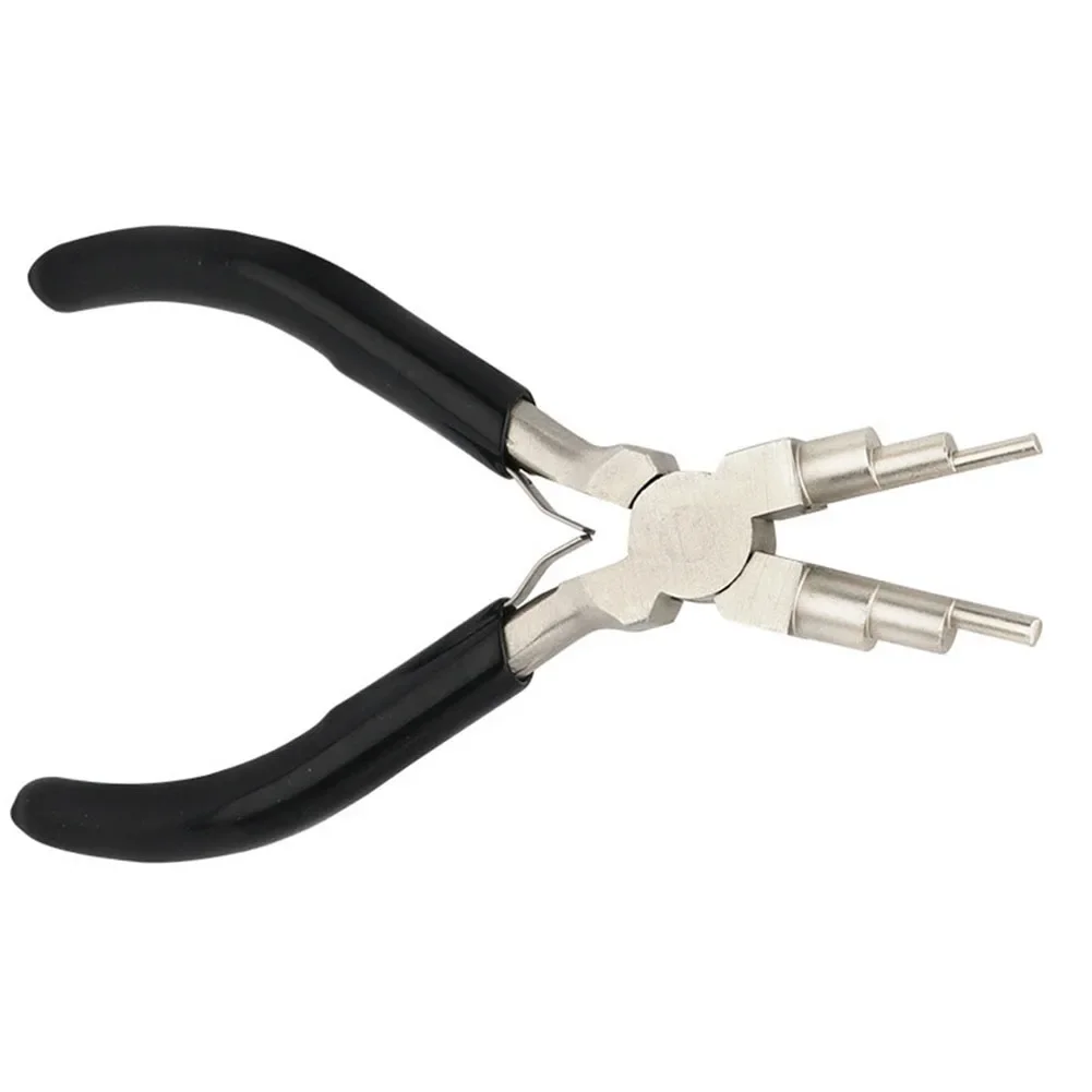 Alicate de jóias de metal multifuncional substituição nariz redondo apertos de borracha útil 1pc fio embrulho 6 em 1 preto