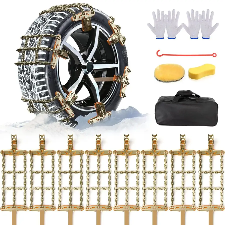 

Pack Snow Chains Multifunction Antiskid Chains Suitable for Cars, Trucks, SUV Driving in Snow, Sand, Mud and Steep SlopesTire Wi