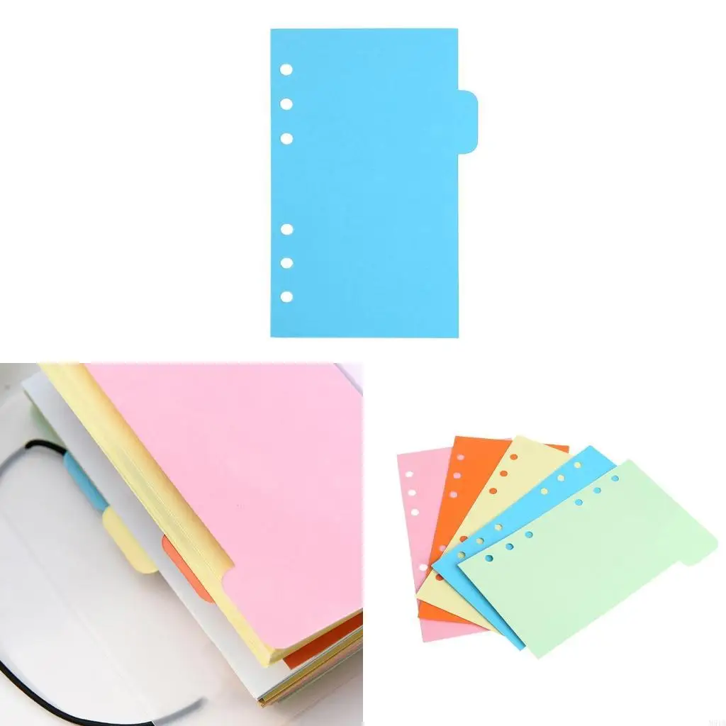 

M5TB 5pcs Заправка 6 отверстий пустые красочная бумага для ноутбука Loose Leaf Binder