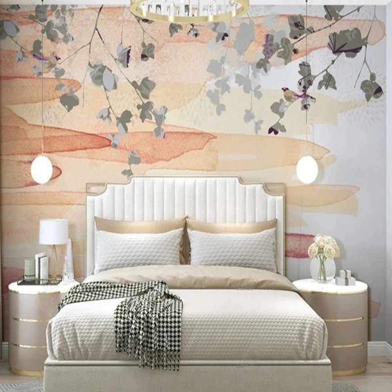

MU8499 Mural Wallpaper Nordic Leaf With Feathery Lines Oil Painting Flower Pattern Home Decor Wall Photo Papel De Parede 3D