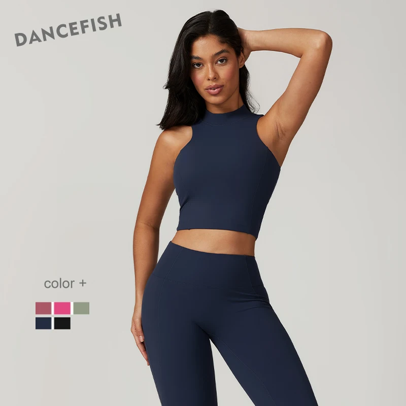 

DANCEFISH Shock-Absorbing High-Strength Quick-Drying Sports Vest Women's Naked Tight-Fit Activewear Running Fitness Yoga Top