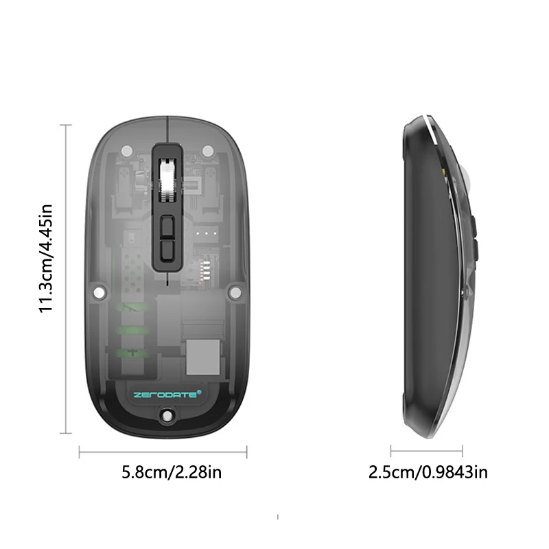 Transparent Wireless Mouse Dual Mode Bluetooth-compatible Rechargeable Mouse Noiseless Cordless Computer Mice For PC Laptop