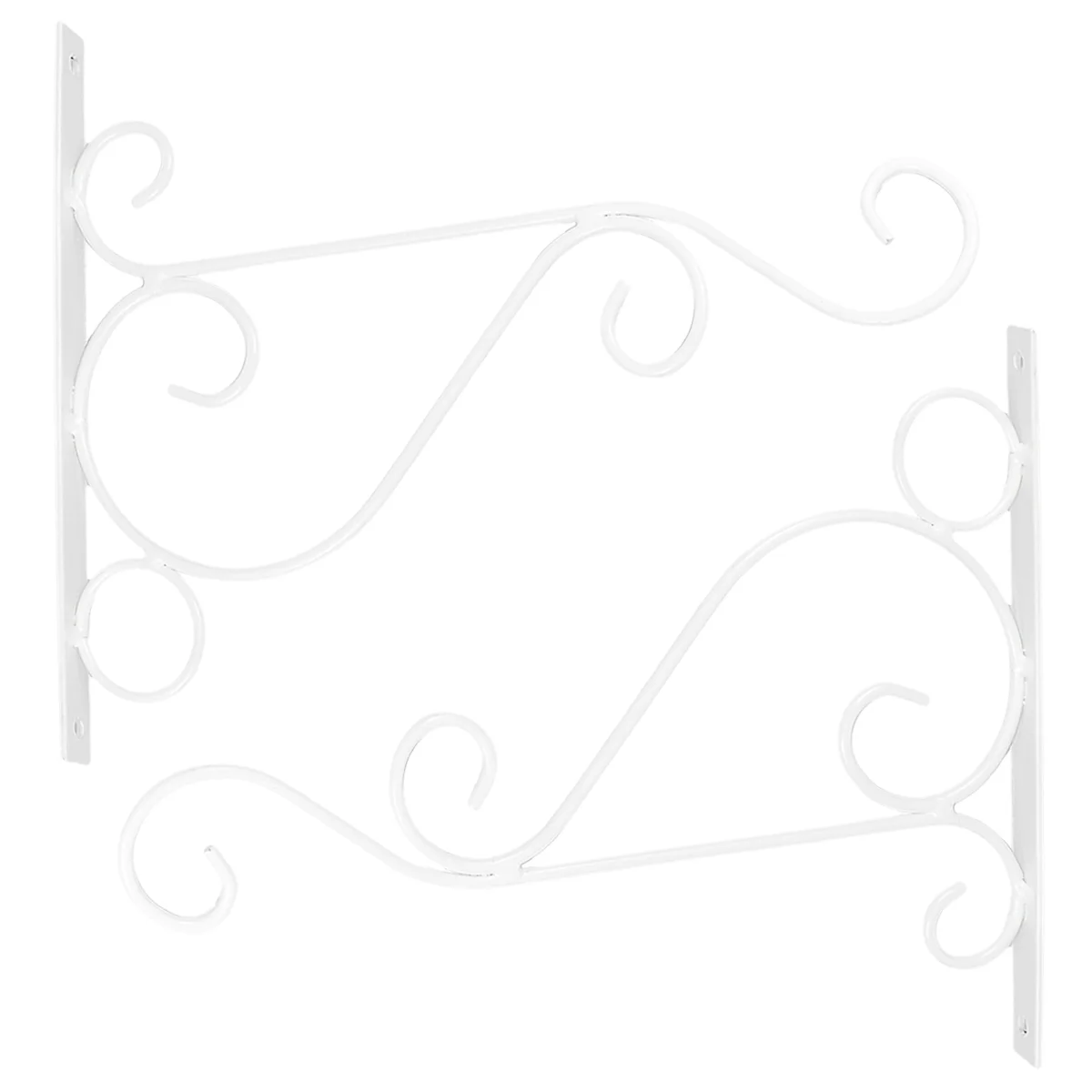 2pcs Iron Hanging Plant Brackets Wall-mounted Garden Hook Decorative Flower Basket Hanger (Small, White)