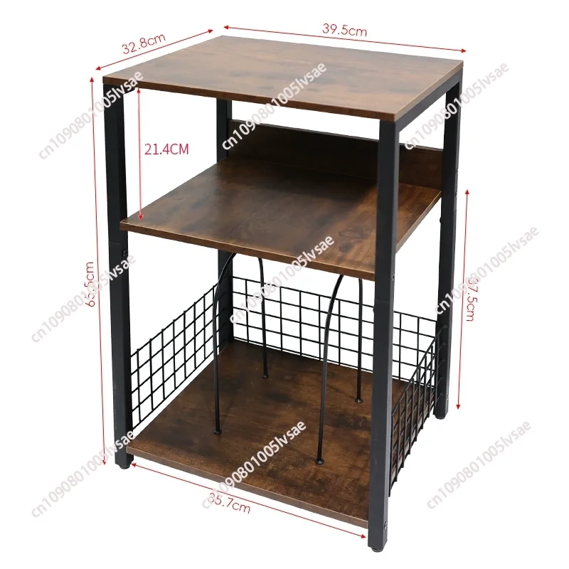 Iron-Wood Record Player Stand Multi-Functional Storage & Display Cabinet for Turntable Bookshelf Speakers & Magazine Rack