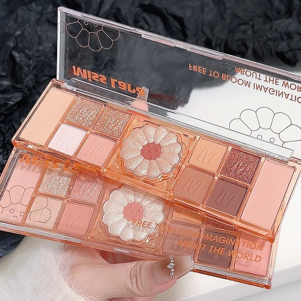 Paleta Cieni do Powiek 12 Kolorów Kwiatowy Róż Naturalny Chłodny Odcień Niska Saturacja Matowe Cienie do Powiek Brązowy Koreański Makijaż Kosmetyk