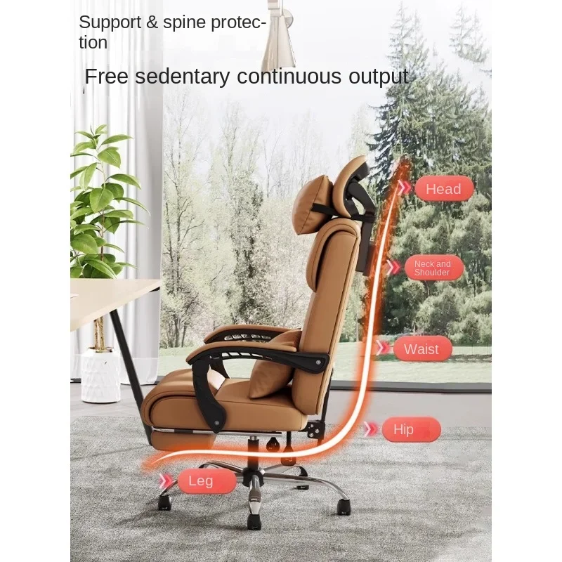 Luxury Home Office Chair, Reclining Computer Chair, Comfortable Swivel Chair for Long Sitting Hours