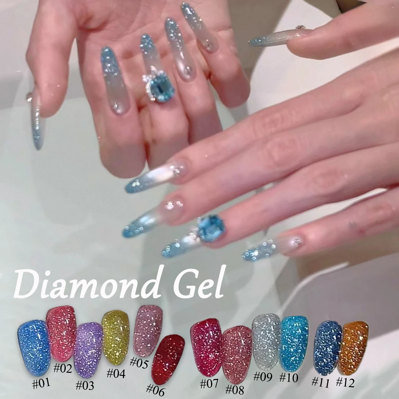 1pcs TC Hot Selling Popular Explosive Flash Broken Diamond Nail Art Ice Cream Broken Diamond Gel Nail Polish Nail Supplies