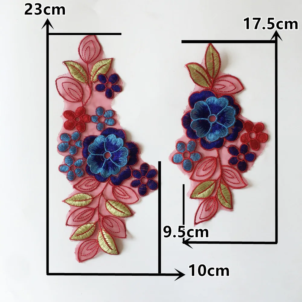 3D flower applications Lace collar DIY sewing Laces Craft materials embroidered fabrics for dresses accessories A pair of sale