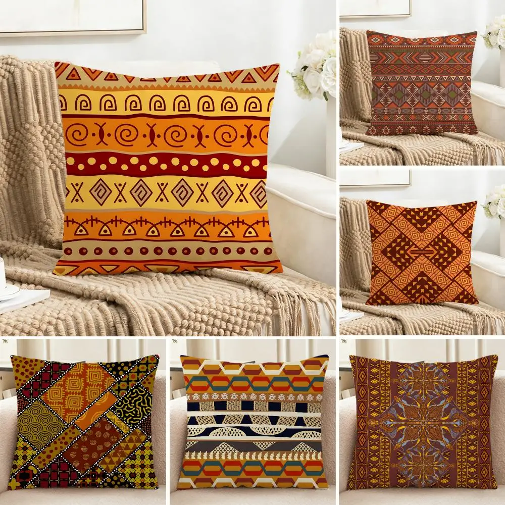 Rustic Ornate Art I-Indian Tribal Pattern Cushion Cover Cozy Pillowcase Holiday House Interior Sofa Bedroom Accessories