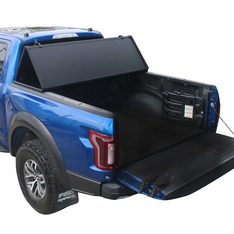 

Customization Black Pickup Aluminium Tonneau Cover Hard Tri Fold Tonneau Cover For Ford F150