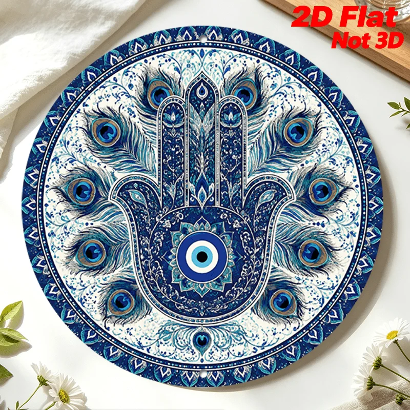 CIFBUY Vintage Aluminum Wall Art Waterproof Durable For Home Bedroom Indoor Outdoor Hamsa Evil Eye Decor Sign