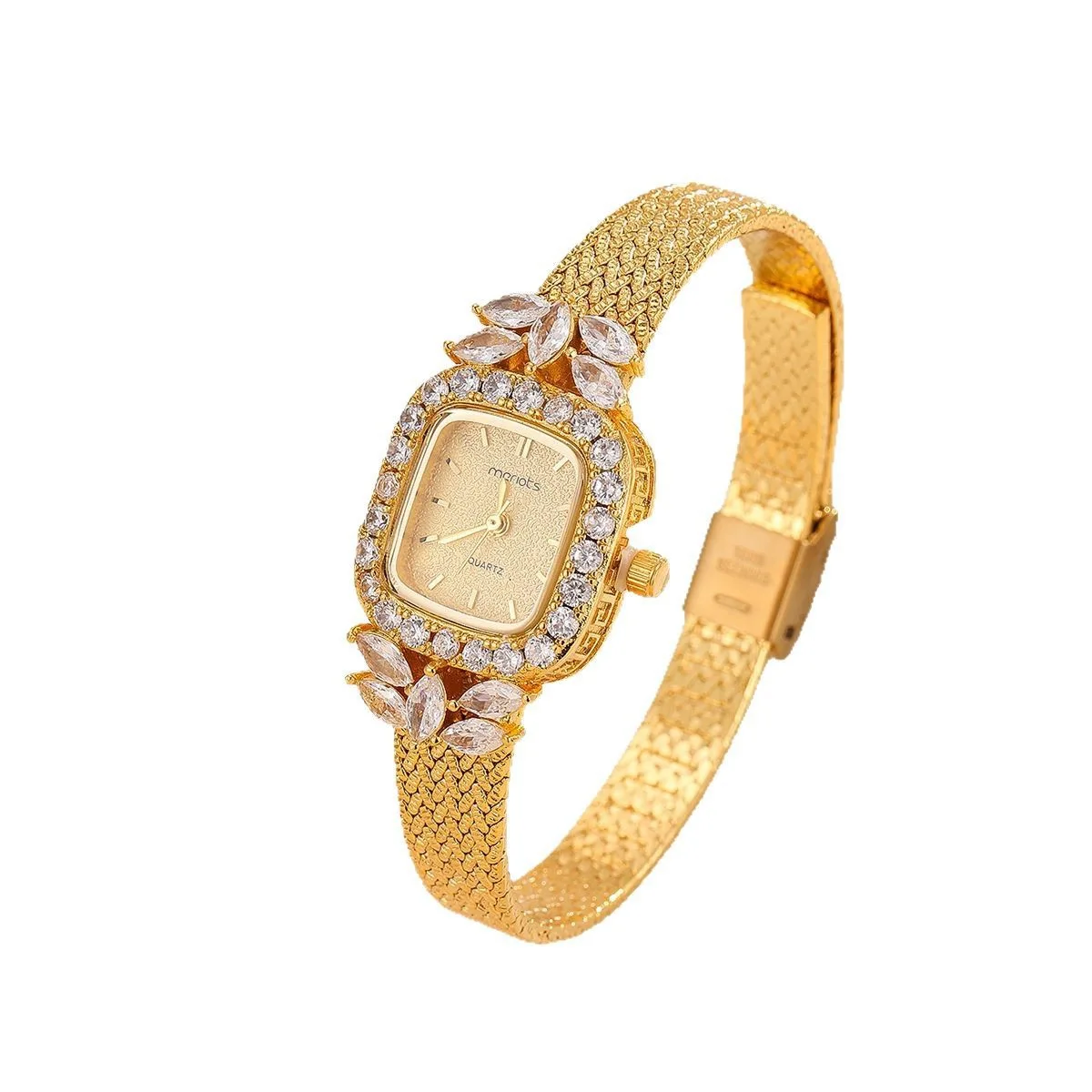 EYER Luxury Fashion Simple Design Geometric Golden Color Bracelet Bangle Watch For Women Wedding Party Daily Jewelry Watch