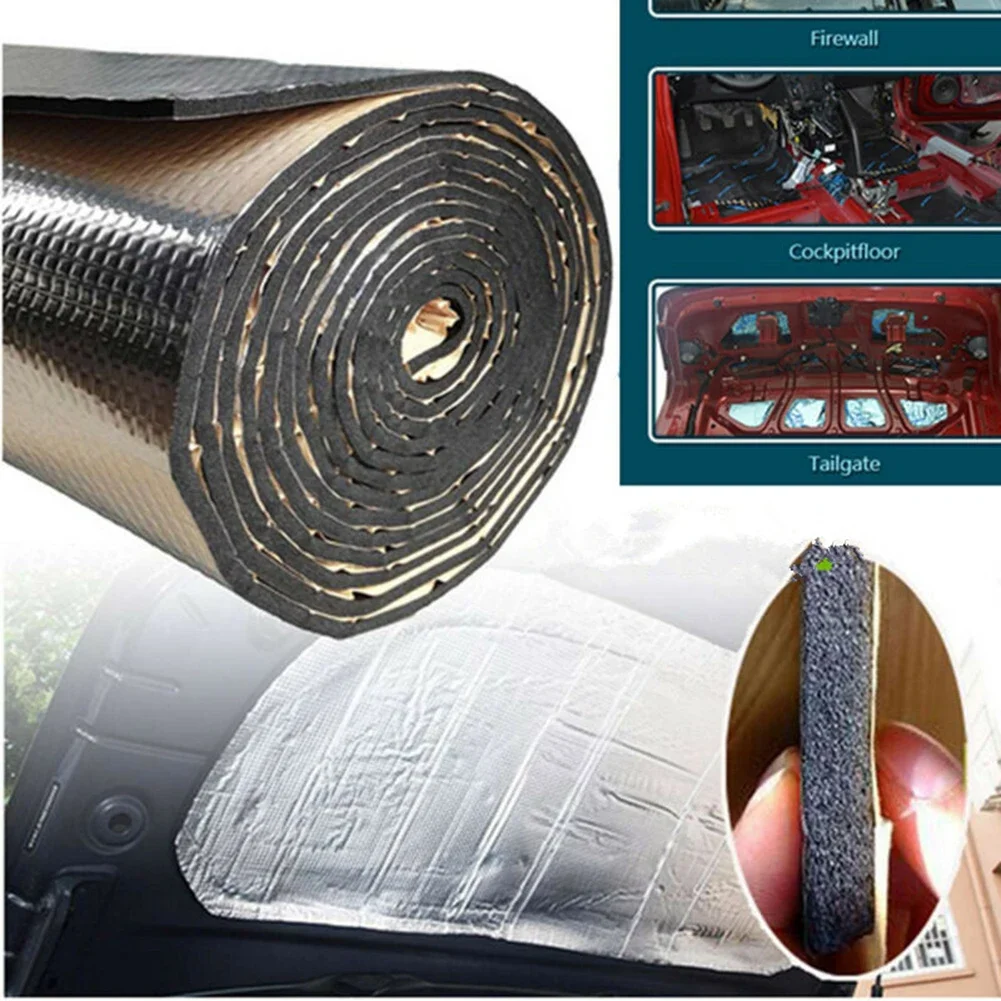 Interior Soundproof Pad Car Deadening Mat Firewall Insulation Audio Noise Insulator Double sided Silver Accessory