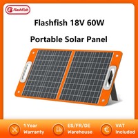 FF Flashfish 18V 60W Foldable Solar Panel Portable Solar Charger with DC Output USB-C QC3.0 for Phones Tablets Power Station