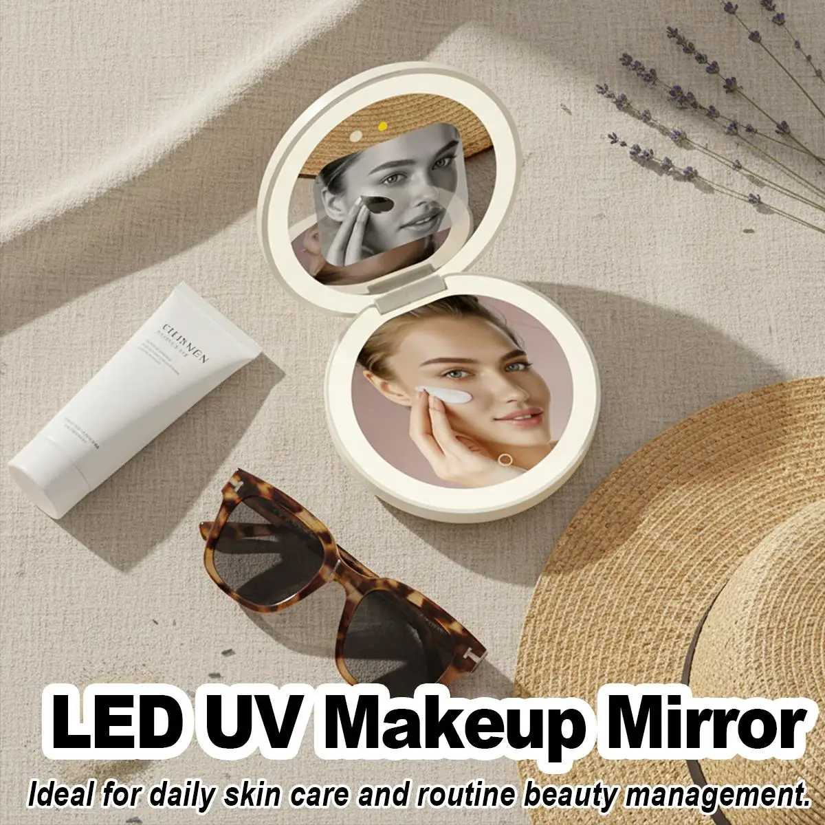 

Солнцезащитный ультрафиолетовый зеркало умный аккумуляторный портативный компактный наполнить свет суетность красота косметика путешествие карманный экран искусство дома деко