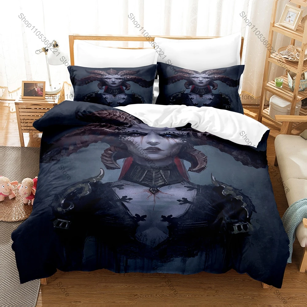 

Vintage Skeleton Girl Witchcraft Themed 3PCS Bedding Set Vivid Print Cozy Microfiber Bedding Kit All Season Gothic