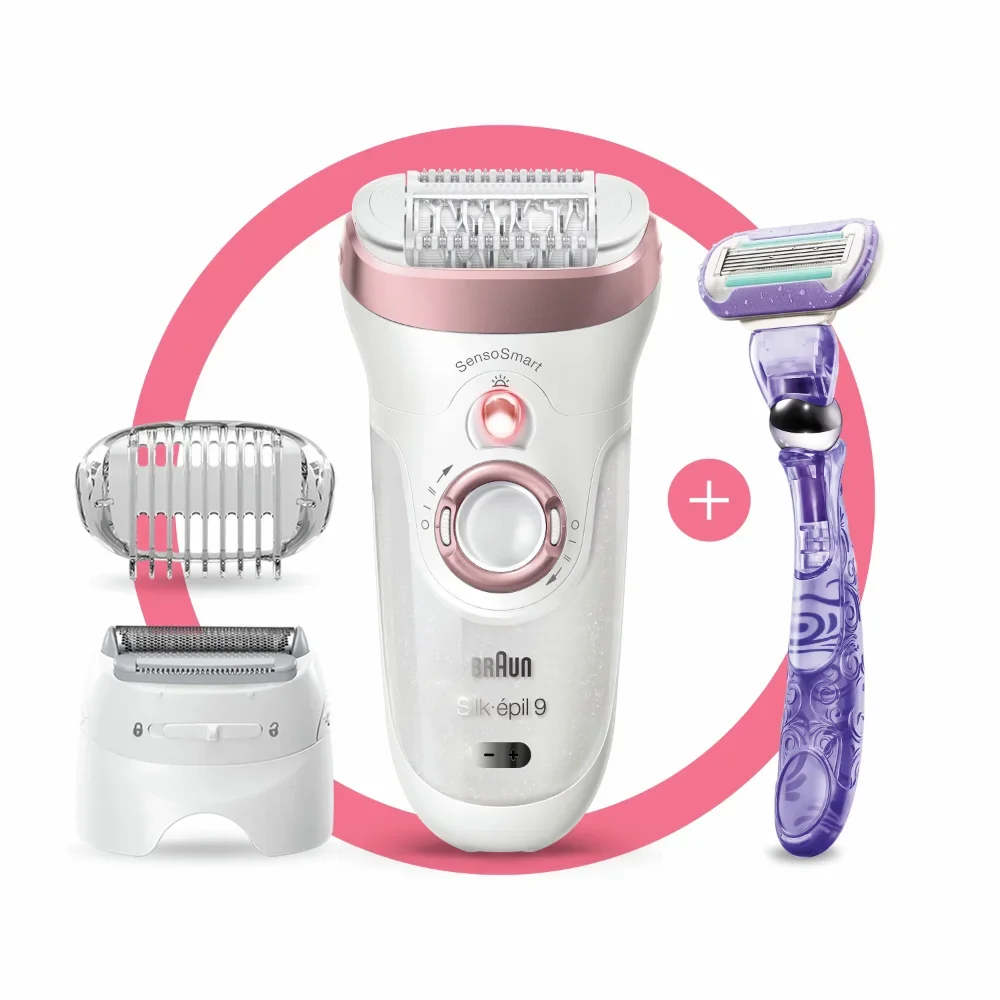 Silk-Épil 9 9-870 Epilator for Women for Long-Lasting Hair Removal, White/Bronze