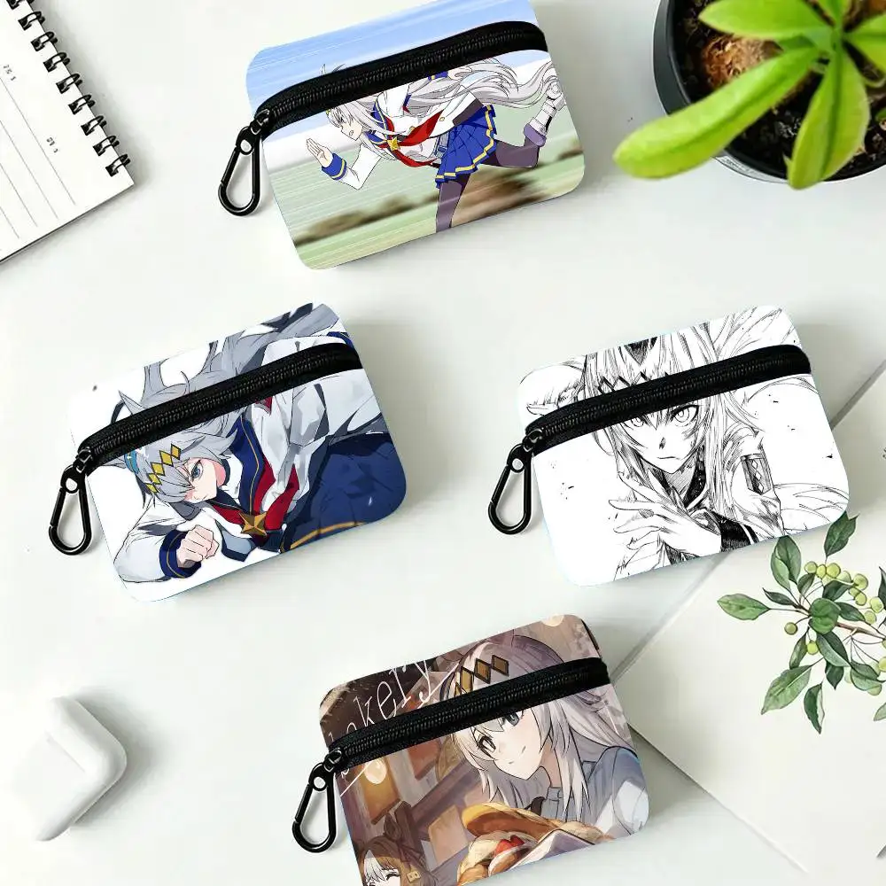 Cartoon Anime O-Oguri Cap Oxford Fabric Wallet With Zipper Hanging Multifunctional Bag For Credit Cards Keys Coins