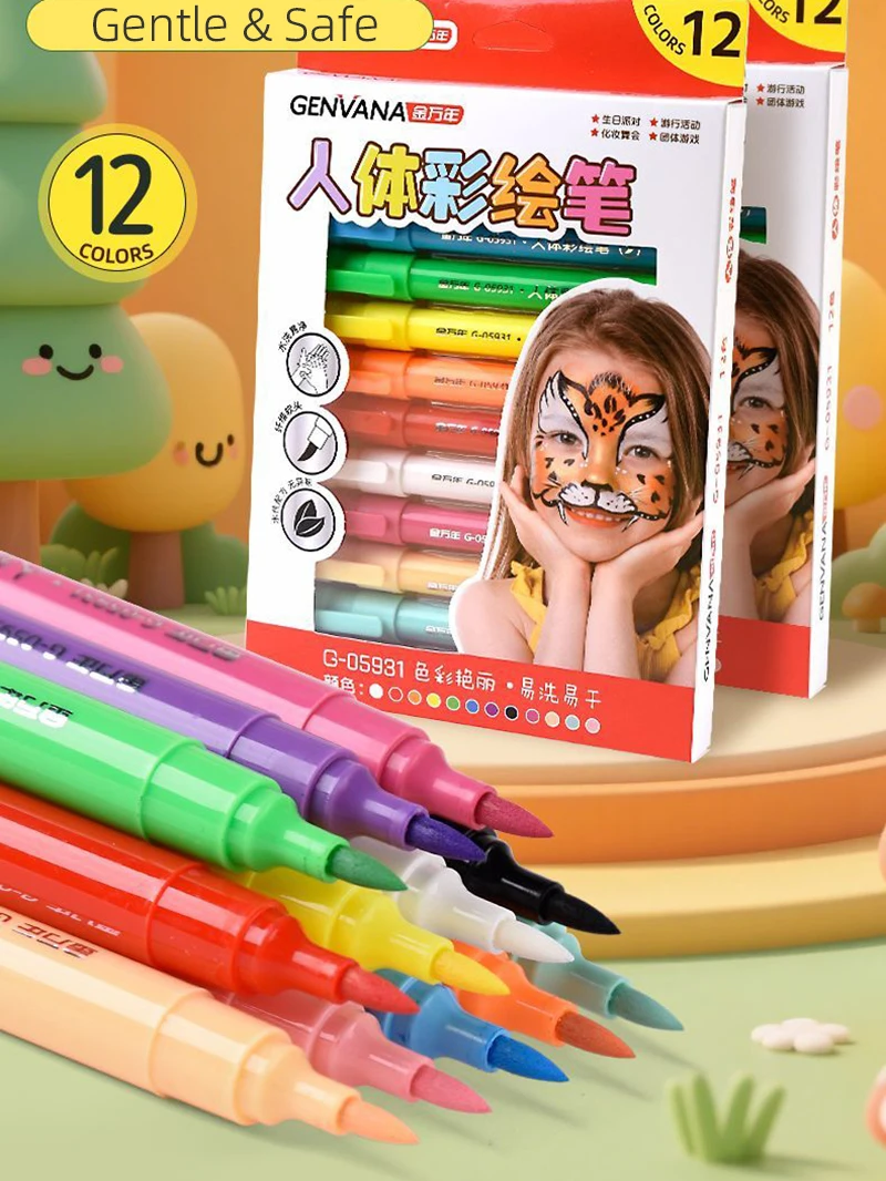 12 kolorów bezwonnych farb do ciała na bazie wody - nietoksyczne, hipoalergiczne do zdobienia twarzy i ciała, bezpieczne dla skóry wrażliwej