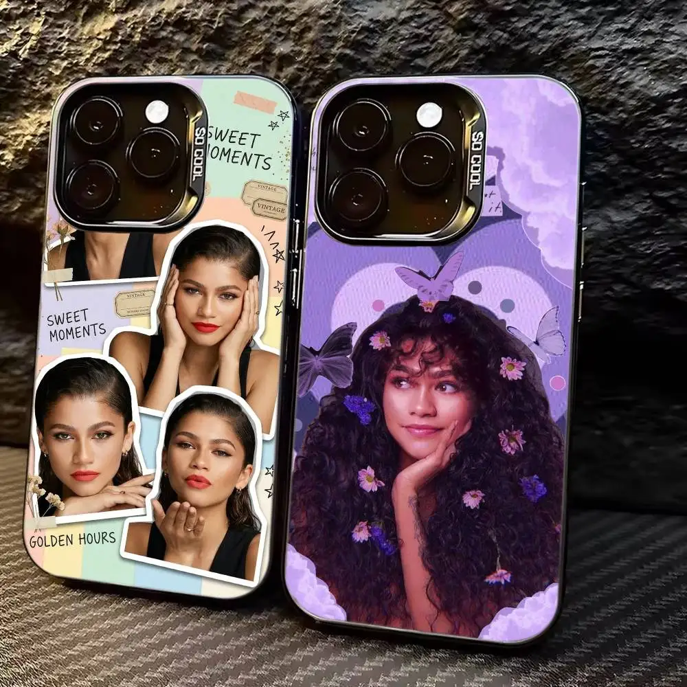 

Z-Zendaya Hot Actress Phone Case For iPhone 17,16,15,14,13,12,11 Plus,Pro Max,XS,Colorful Silver Black Cover
