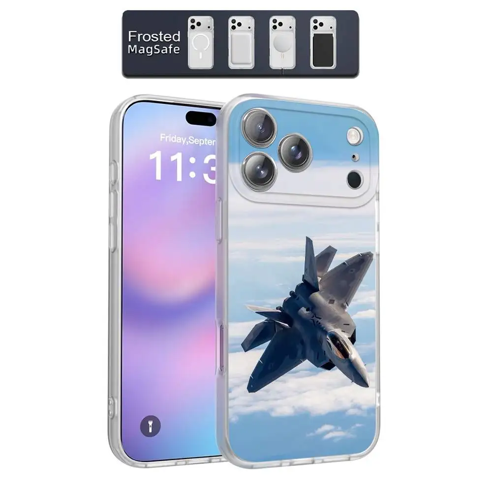 Kampfflugzeug F-F-22 Raptor Handyhülle für iPhone 17,16,15,14,13,12,11,Pro,Max,Plus,E,Air,Mini Magnetisch Magsafe Frosted Clear