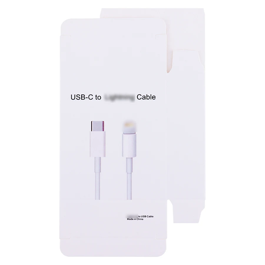 กล่องบรรจุภัณฑ์กระดาษขายปลีก100ชิ้นสำหรับโทรศัพท์แอนดรอยด์ iPhone Xiaomi Type C Micro-C เป็น USB-C/8Pin ชาร์จสายข้อมูลอย่างรวดเร็ว