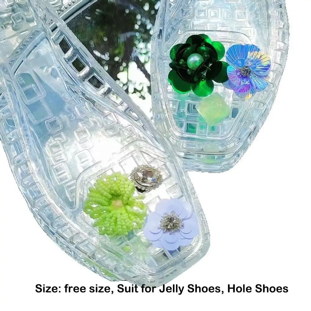 PVC-Material Schuh-Charms Seetang-Perlen Transparente Schnur Schuhschnalle Abnehmbares Lochdesign Abnehmbares Zubehör – Detail 1
