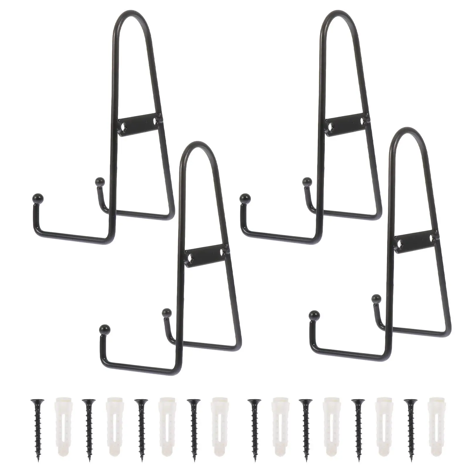 

4pcs Ceramic Display Stand Plate Rack Black Metal Home Decor Square Holder Multipurpose Shelf Living Room Kitchen