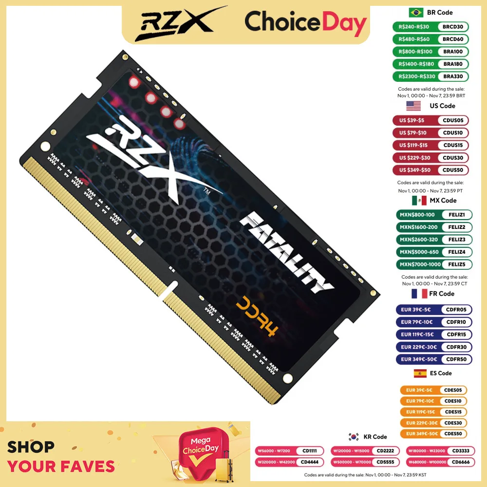 RZX DDR4 Memoria RAM Laptop 16GB 8GB 32GB 1.2V 260pin 3200MHz 2666MHz 2400MHz PC4 Notebook Sodimm Memory