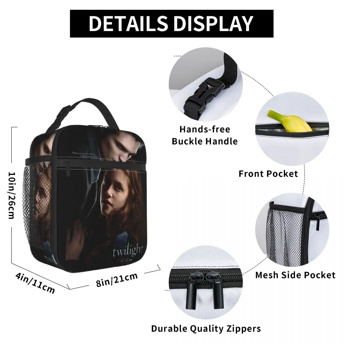 The Twilight Saga Vampire Insulated Lunch Bag for Kids School Cooler Thermal Food Box Tote Portable Lunch Boxes Container