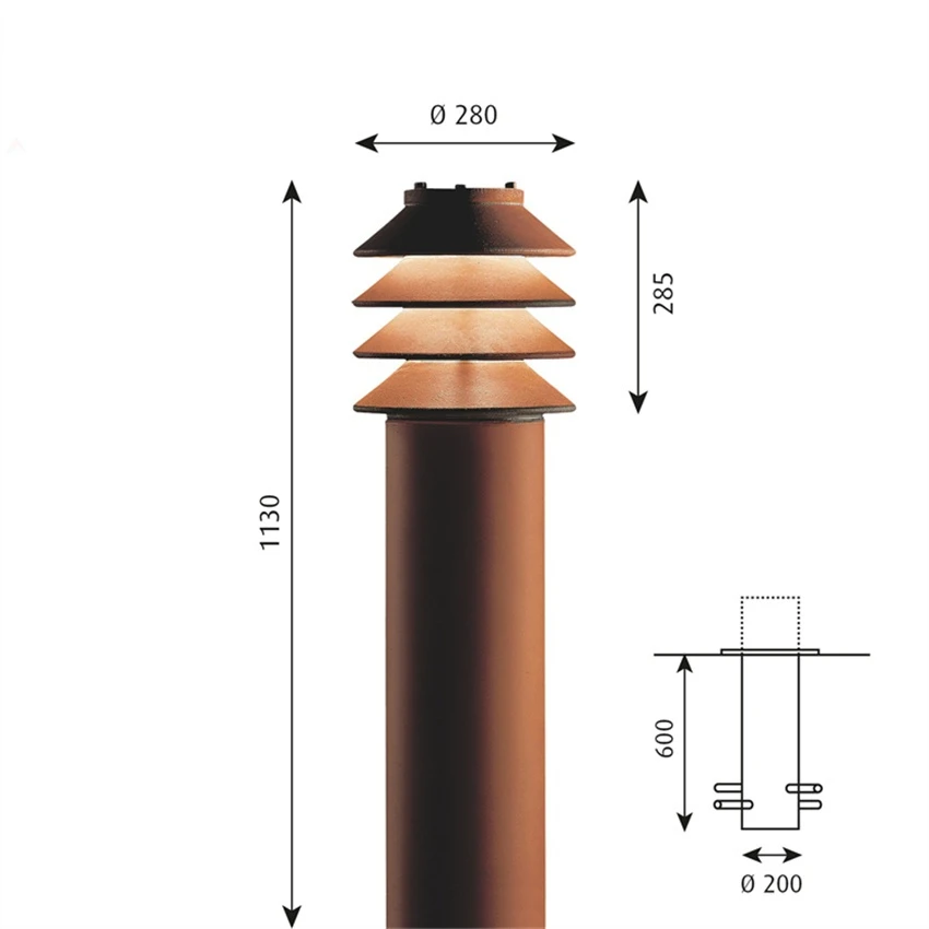 Corten steel light box post floor light box bollard light outdoor motion