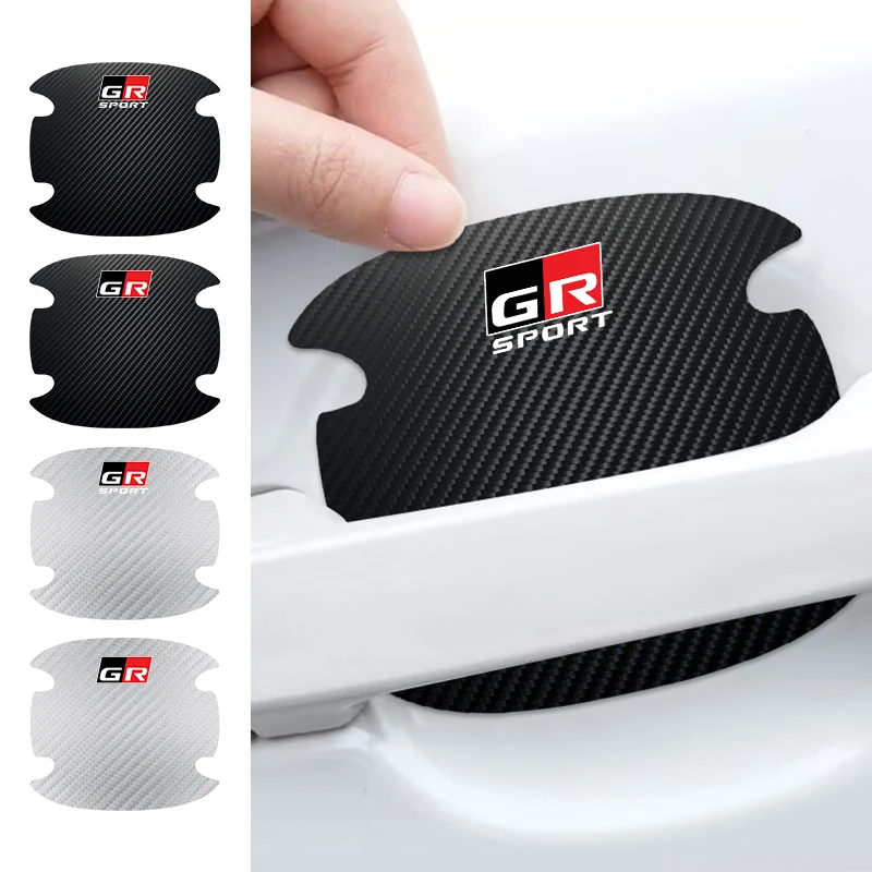 4Pcs Car Door Bowl Anti-scratch Sticker Handle Protection Sticker For Toyota GR Sport Gazoo Racing C-HR RAV4 Mirai Avensis Prado