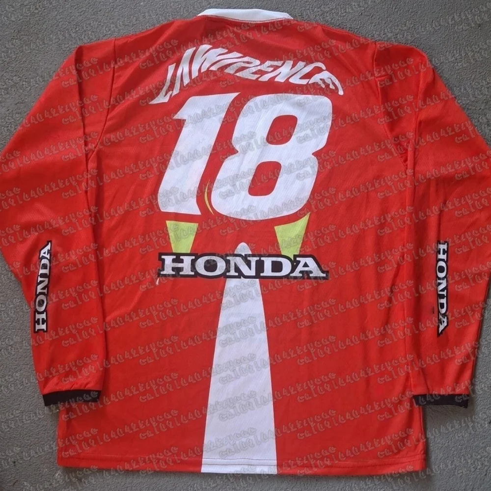 

HONDA Jett Lawrence # 18. Классические мужские дышащие, быстросохнущие, модные, повседневные, спортивные, красные, с длинным рукавом в стиле ретро