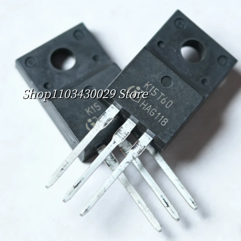 10Pcs K15T60 IGBT Transistor 15A 600V TO-220F Full Pack Insulated High Power Switching Component for Power Supply Inverter