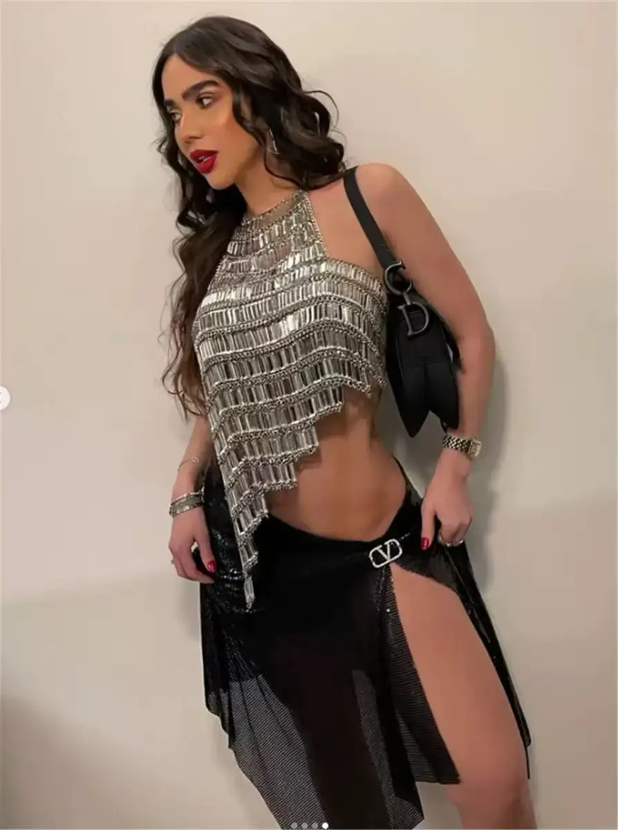 

Цепочка-ожерелье из сверкающих страз для женщин в европейском и американском стиле, ручной работы, для пляжа, на день рождения, топ