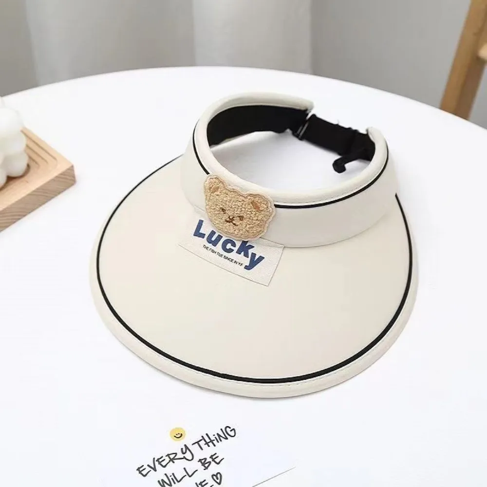 

Sweet Shading Hat Bear Empty Top Hat Anti-UV Sun Hat No Top Beach Hat Cartoon Sunshade Hat Korean Style Children's Visor Hat Boy