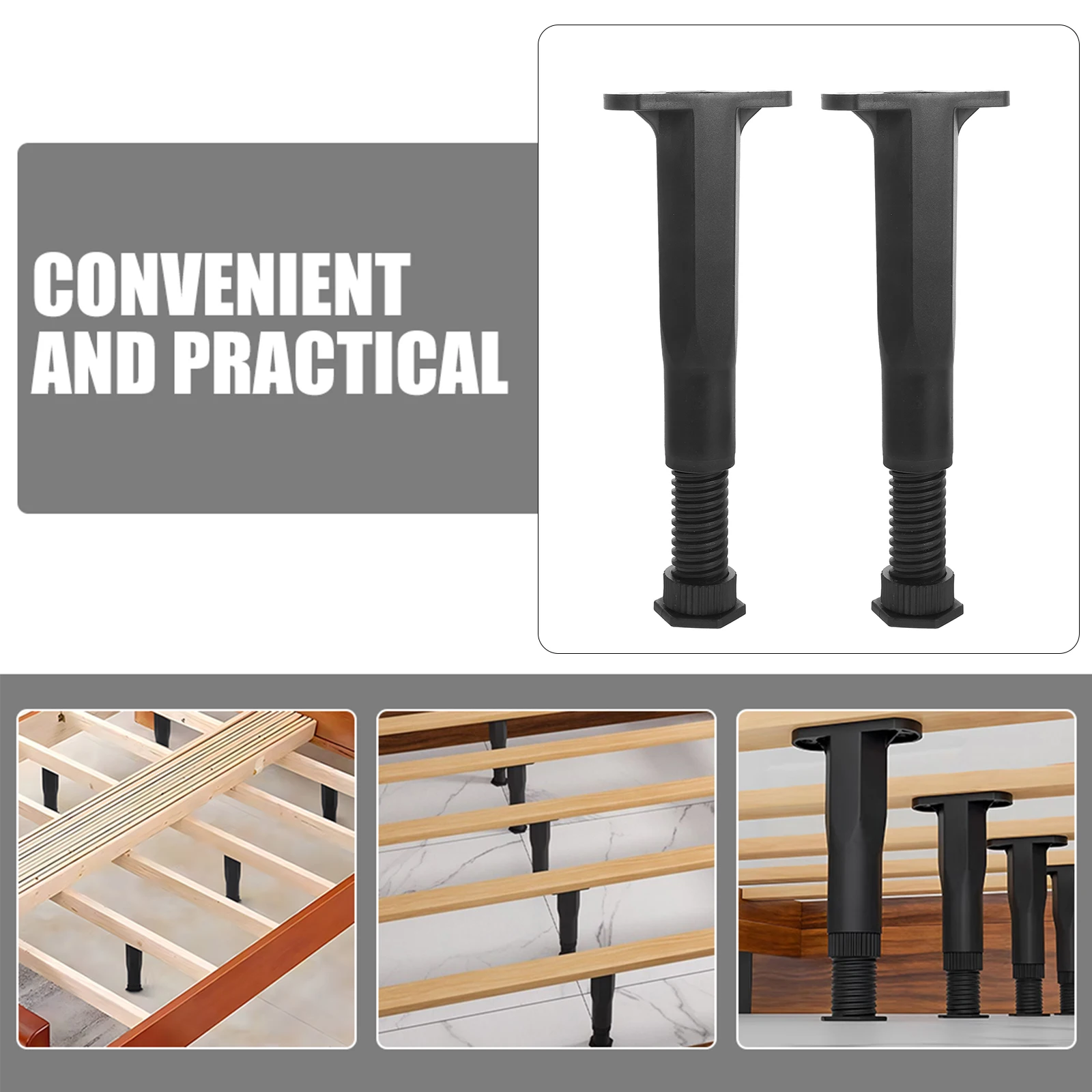 

2pcs Adjustable Support Legs 18-34.5cm Sturdy PP Material Furniture Frame Center Support Bed Frame Feet for MattressHardware