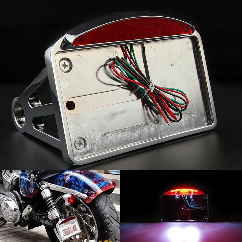 

Universal Motorcycle License Plate LED Tail Light Horizontal Side Mount Bracket Holder For Harley Bobber Chopper Custom Touring