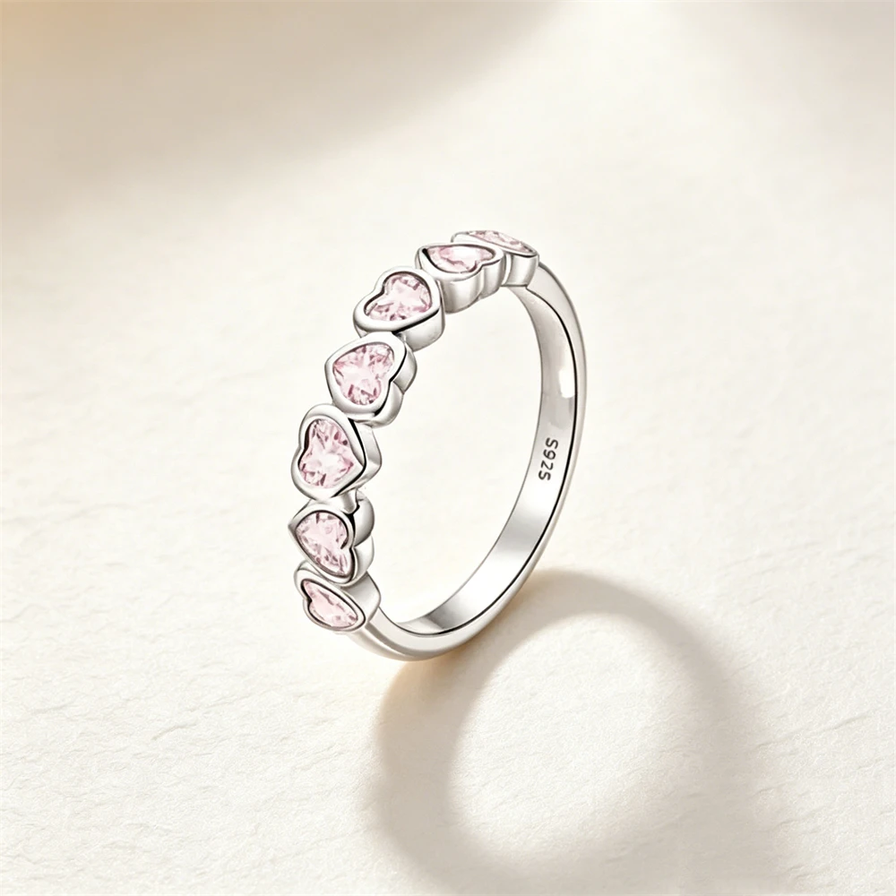 Women's 925 Silver Pink Blue Butterfly Love Ring