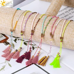 CSJA Bohemia Handmade Tassel Bracelet for Women Mini MGB Glass Beads Friendship Bracelets Inelastic Adjustable S334