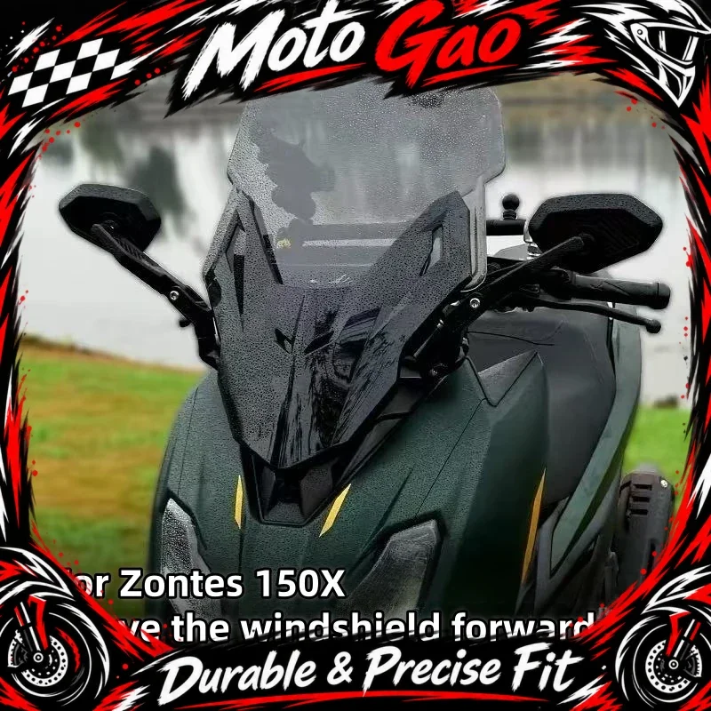 FOR ZONTES 150X windshield modification parts: Original rearview mirror moved forward to mimic the FORZA style windshield.
