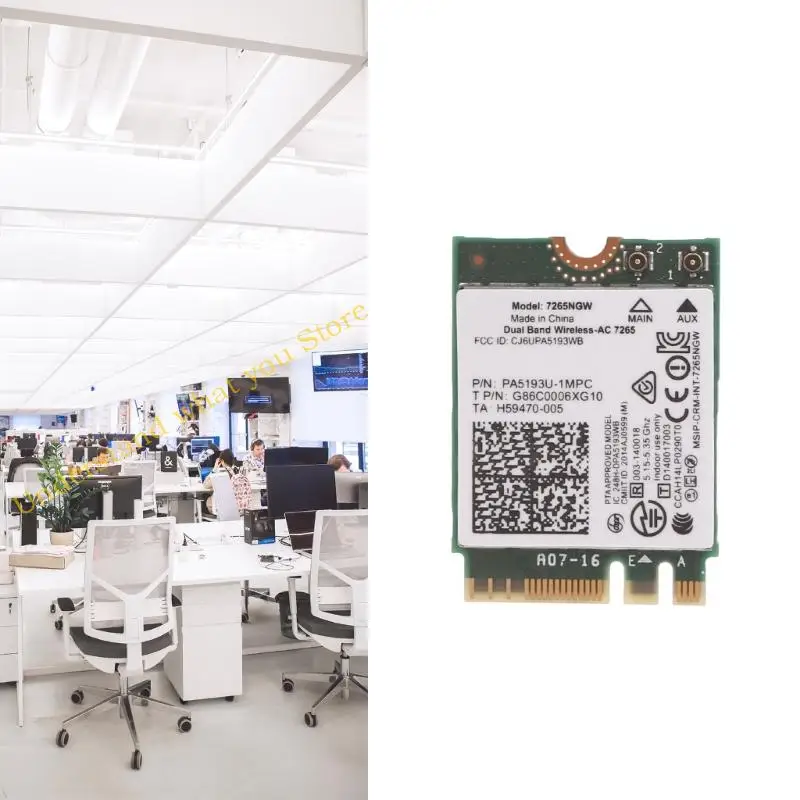 J60A 7265NGW Universal WiFi+BT4.2 고속 BT4.2 성능이있는 랩톱 및 데스크톱 용 더블 밴드 네트워크 카드.