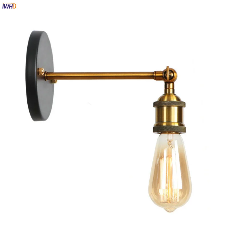 

IWHD Vintage LED Wall Lights Indoor Bedroom Bedside lamp Bathroom Mirror Light Induatrial Loft Gold Iron Wandlamp Applique Pared